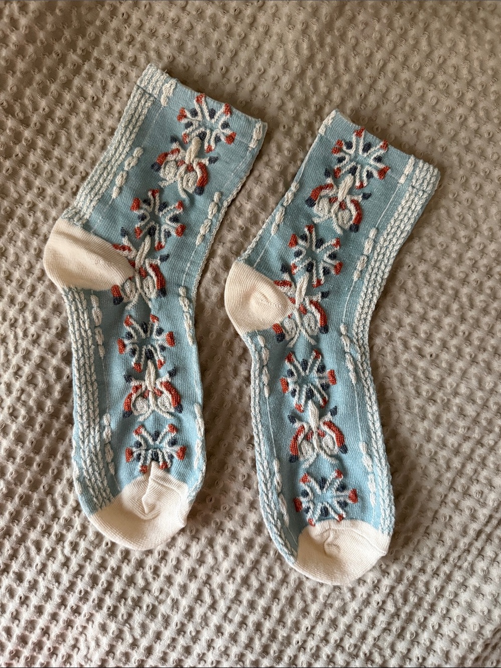 Blue Ornate Patterned Socks